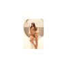 Bikini Triangle Imprimé Satiné Bleu & Beige 
